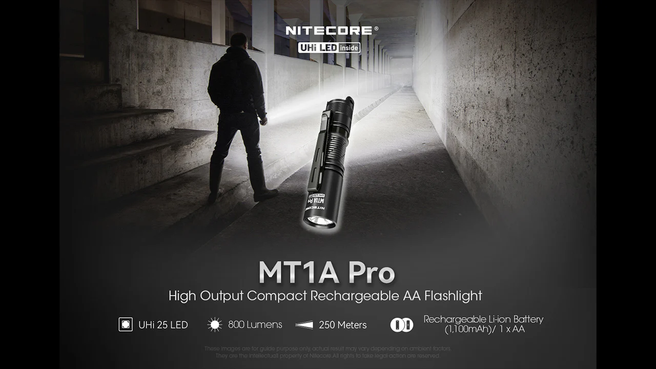 Nitecore MT1A Pro 800 Lumen Rechargeable EDC Flashlight, Use 1xAA - Image 3